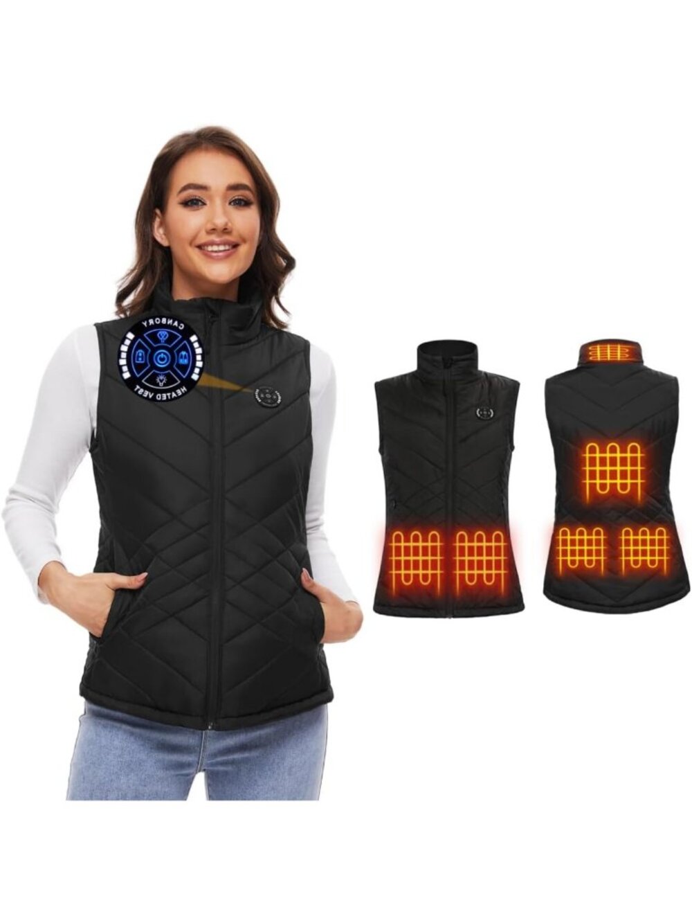 Women's Heated Vest - 5-in-1 Electric Heating Jacket with Smart Controller, Cozy